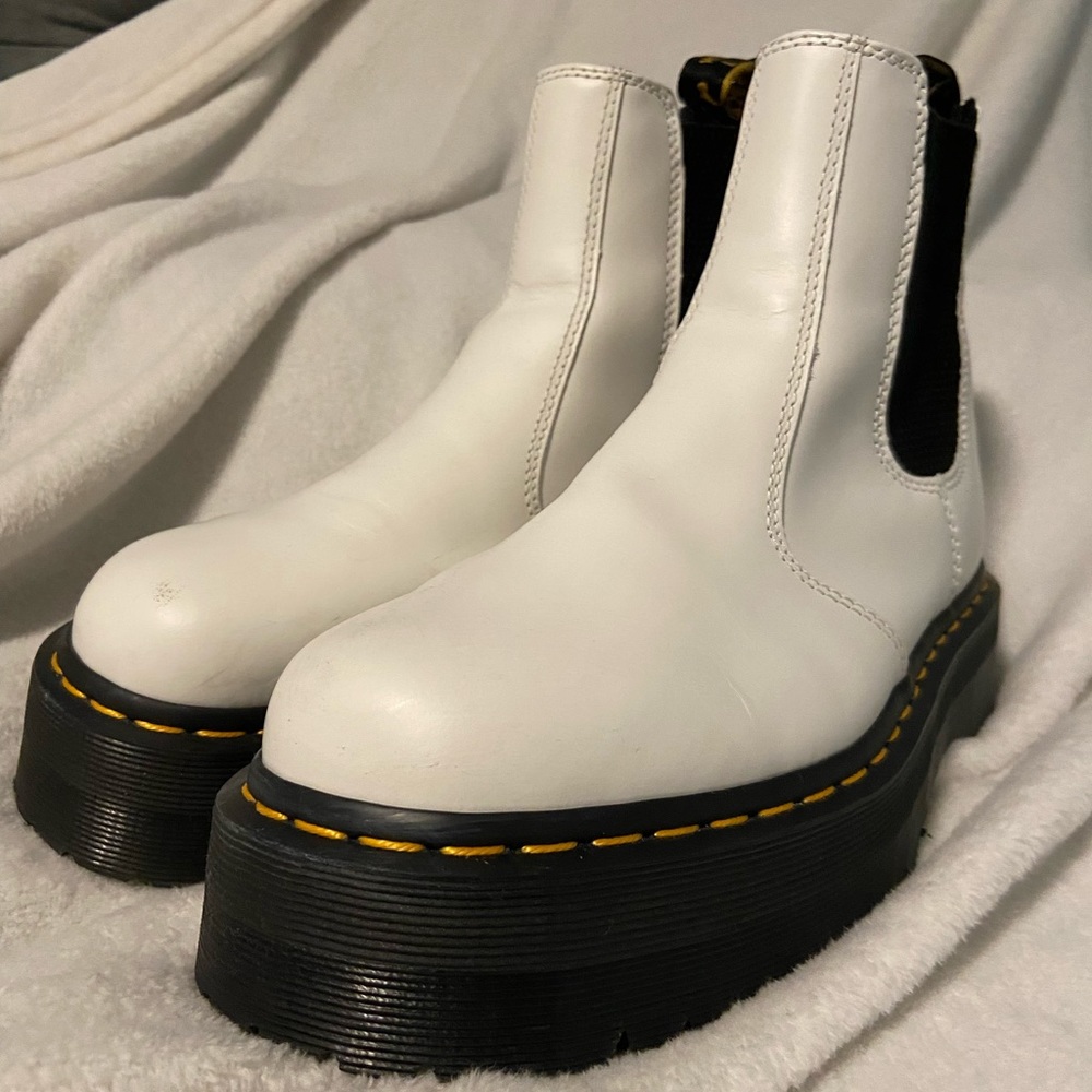 White platform dr marten Chelsea boots